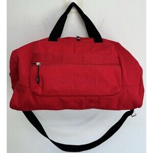 TOMMY HILFIGER Men's Red Sean Signature Canvas Duffel Bag, NWT, MSRP $158